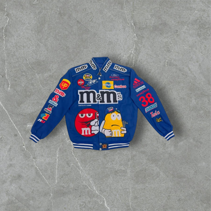 Vintage Nascar JH Design M&Ms Snap Blue Cotton Jacket